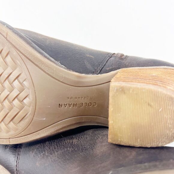 Cole Haan Booties Leather Brown Side Zip Block Heel Womens Size 7.5 - Picture 4 of 9